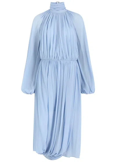 STELLA MCCARTNEY STELLA MCCARTNEY CREPONNE DRAPED SILK-CHIFFON MIDI DRESS
