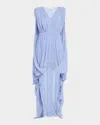 Stella Mccartney Creponne High-low Drape Dress In Periwinkle