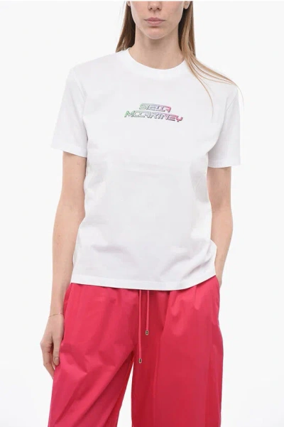 Stella Mccartney Crew Neck High Frequency T-shirt With Embossed Logo In White