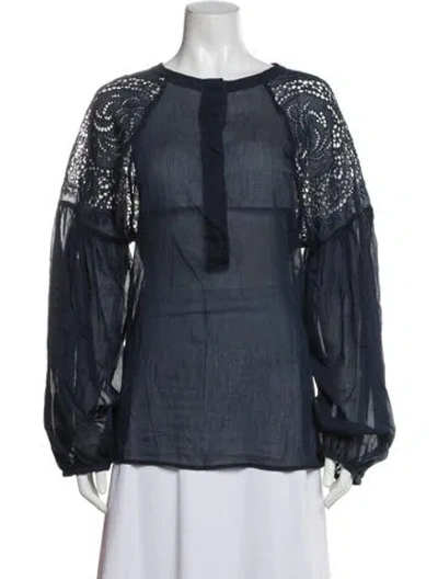 Pre-owned Stella Mccartney Crew Neck Long Sleeve Blouse In Blue
