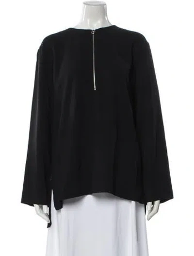 Pre-owned Stella Mccartney Crew Neck Long Sleeve Button-up Top In Black