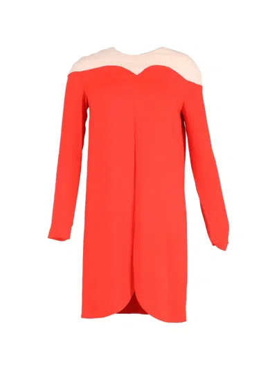 Pre-owned Stella Mccartney Crew-neck Long-sleeves Dress In Orange