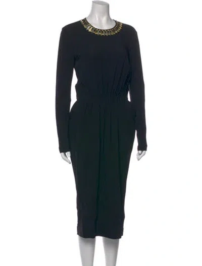 Pre-owned Stella Mccartney Crew Neck Midi Length Dress In Black