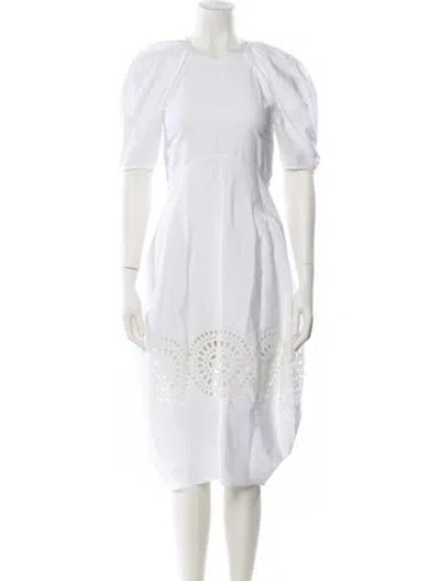 Pre-owned Stella Mccartney Crew Neck Midi Length Dress In White