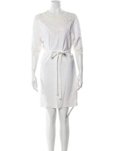 Pre-owned Stella Mccartney Crew Neck Mini Dress In White