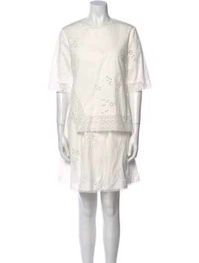 Pre-owned Stella Mccartney Crew Neck Mini Dress In White
