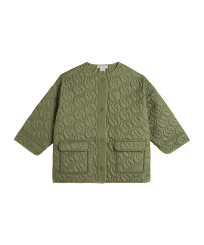 Stella Mccartney Crew Neck Quilted Jacket In Green
