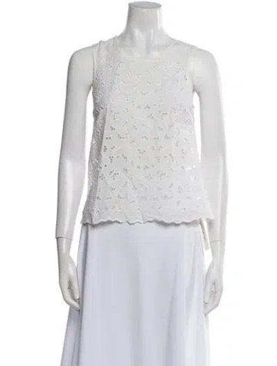Pre-owned Stella Mccartney Crew Neck Sleeveless Crop Top In White