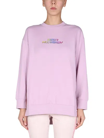 Stella Mccartney Crew Neck Sweatshirt With 3d Logo In Purple