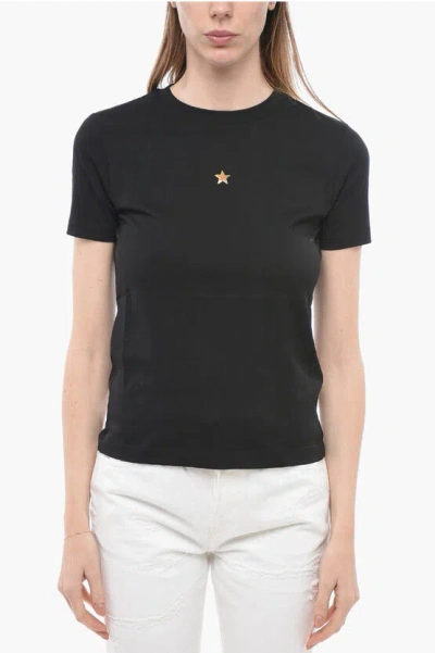 Stella Mccartney Crew Neck T-shirt With 3d Iridescent Print In Black