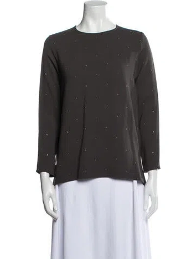 Pre-owned Stella Mccartney Crew Neck Three-quarter Sleeve Button-up Top In Gray
