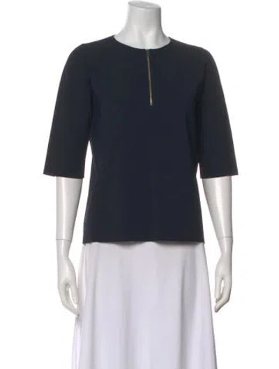 Pre-owned Stella Mccartney Crew Neck Three-quarter Sleeve Top In Blue