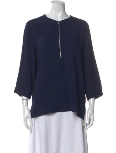 Pre-owned Stella Mccartney Crew Neck Three-quarter Sleeve Top In Blue