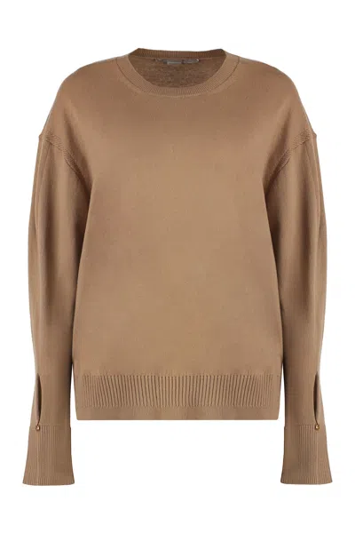 Stella Mccartney Crew-neck Wool Sweater In Brown