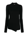 Stella Mccartney Crewneck Asymmetric-hem Knitted Jumper In Black