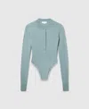 Stella Mccartney Crewneck Ribbed Long-sleeve Bodysuit In Blue