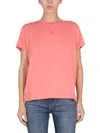 Stella Mccartney Embroidered Detail Crewneck T-shirt With Short Sleeves In Pink