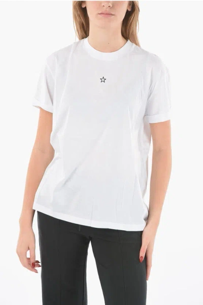 Stella Mccartney Crewneck T-shirt With Embroidered Minimal Logo In White