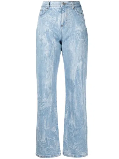 Stella Mccartney Crinkle-effect Straight-leg Jeans In Blue