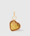 Stella Mccartney Crinkled Metallic Falabella Heart Charm In Gold