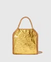 Stella Mccartney Crinkled Metallic Falabella Mini Tote Bag In Gold