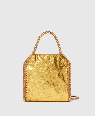 Stella Mccartney Crinkled Metallic Falabella Mini Tote Bag In Gold