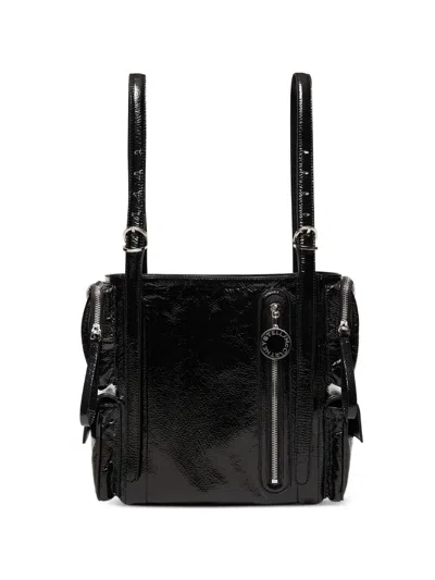 Stella Mccartney Crinkled-finish Multi-pocket Tote Bag In Black