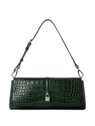 Stella Mccartney Croc-effect Padlock Shoulder Bag In Orange