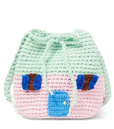 Stella Mccartney Kids' Crochet Bucket Bag In Blue