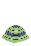Stella Mccartney Green Blue Embroidered Crochet Hat In Multicolour