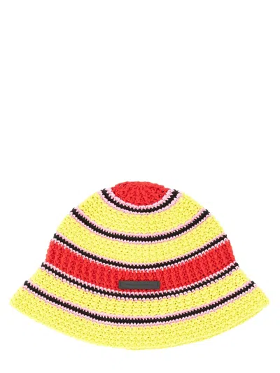 Stella Mccartney Crochet Bucket Hat In Yellow