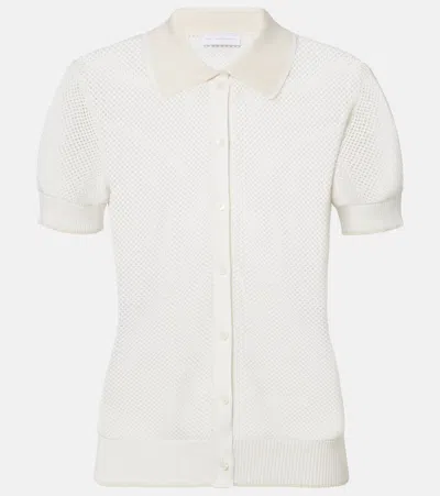 Stella Mccartney Crochet Cotton Polo Shirt In White