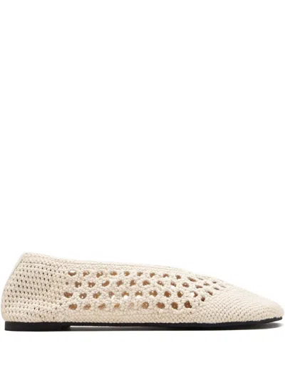 Stella Mccartney Crochet-knit Ballet Shoes In Neutral