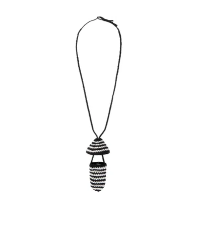 Stella Mccartney Crochet Mushroom Necklace In Black
