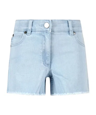 Stella Mccartney Kids' Crochet-detail Denim Shorts In Blue