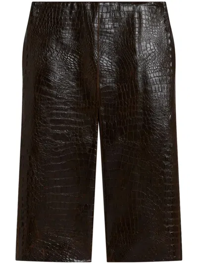 Stella Mccartney Crocodile Embossed Midi Skirt In Brown