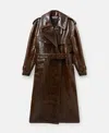 Stella Mccartney Crocodile Embossed Trench Coat In Mocha Brown