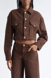 Stella Mccartney Crop Denim Jacket In Brown