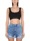 Stella Mccartney S-wave Tape Crop Top In Black