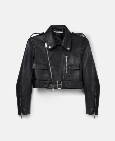 Stella Mccartney Cropped Alter Mat Biker Jacket In Black Leather