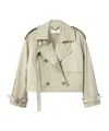 Stella Mccartney Cropped Belt Detail Trench Jacket In Gray