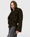 Stella Mccartney Cropped Belted Double-breasted Wool Coat In Green