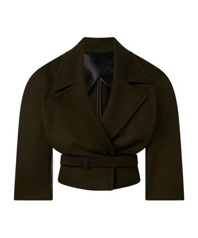 Stella Mccartney Cropped Belted Trench Jacket In Brown