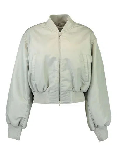 Stella Mccartney Cropped Bomber Jacket In Gray