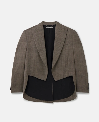 Stella Mccartney Cropped Checked Wool Blazer In Prince Of Wales Check