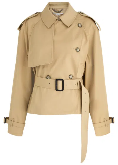 Stella Mccartney Cropped Cotton Trench Coat In Beige