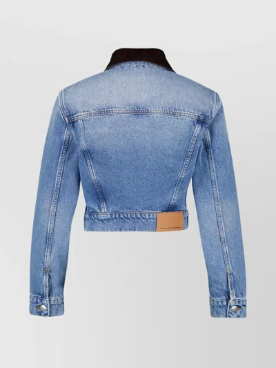 Stella Mccartney Cropped Denim Jacket Contrast Collar In Blue