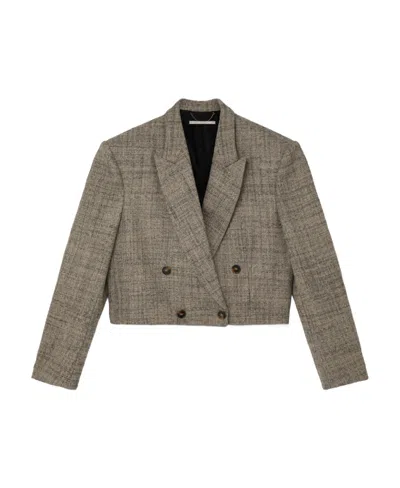 Stella Mccartney Cropped Double-breasted Blazer In Green