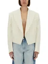 Stella Mccartney Cropped Double-breasted Wool-tweed Blazer In White