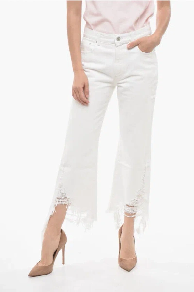 Stella Mccartney Cropped Fit Denims With Distressed Bottom 24cm In White